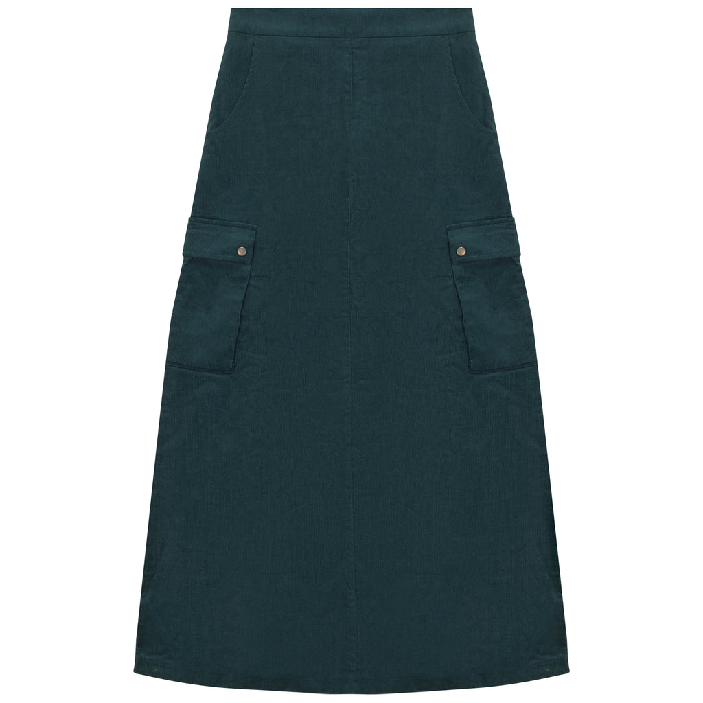 G Degree Cargo Pocket Corduroy Emerald Skirt