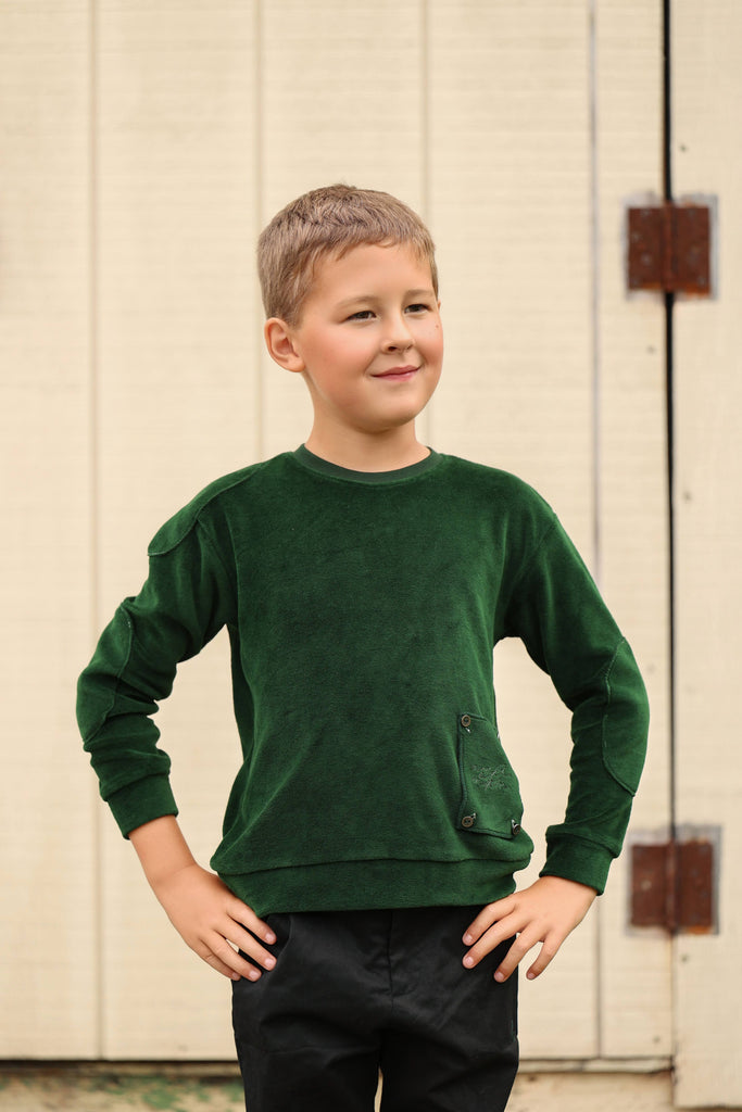 Ann of Nan Velour Boys Green Top