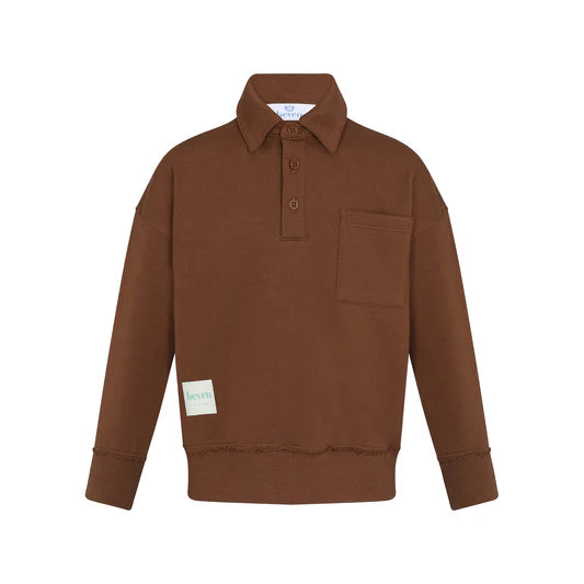 Heven Child Boys Polo Mocha Sweatshirt H41