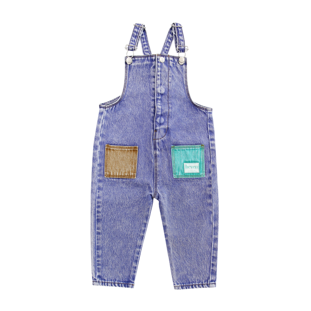 Heven Child Green Pocket Denim Overalls H53