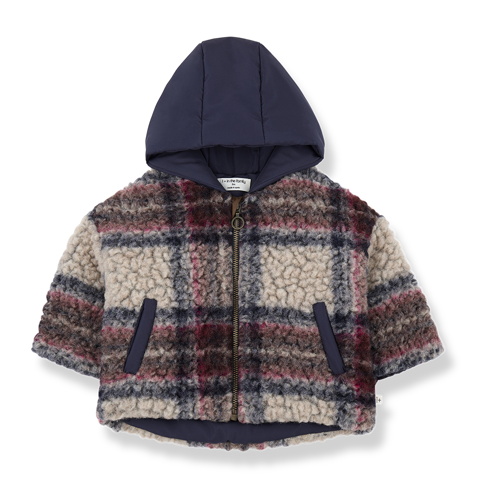 One More In The Family Sherpa Hooded Dark Blue Jacket
