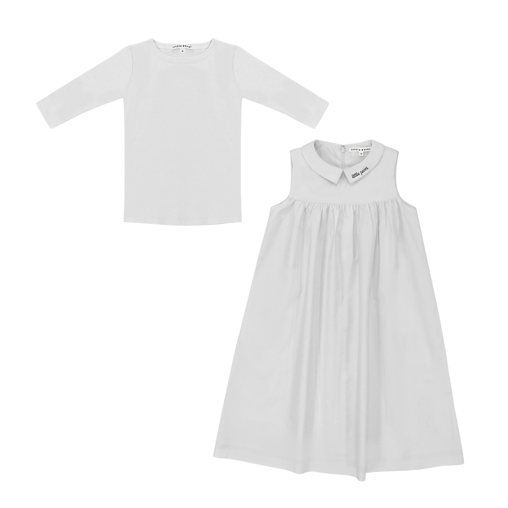 Little Parni Logo Collar White Jumper + Tshirt K516