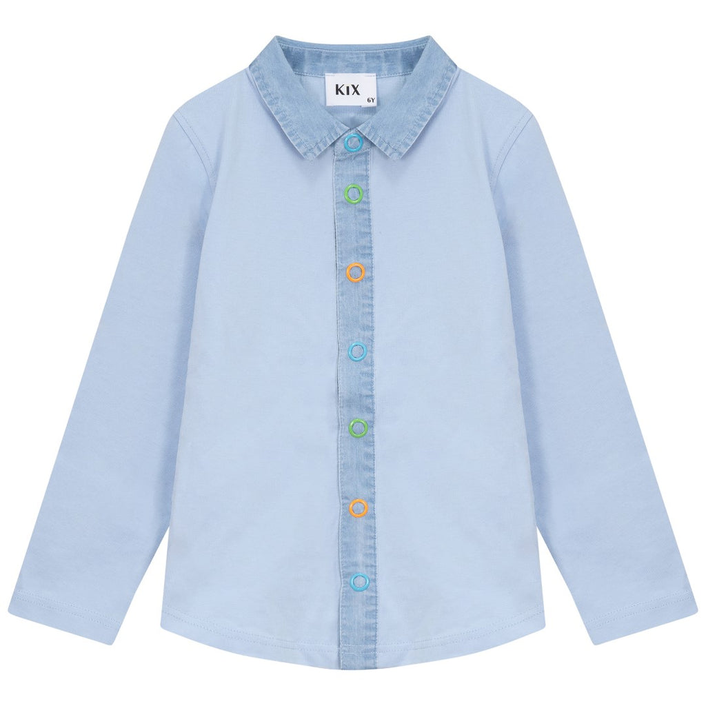 Kix Neon Snaps Denim Longsleeve Denim Tshirt