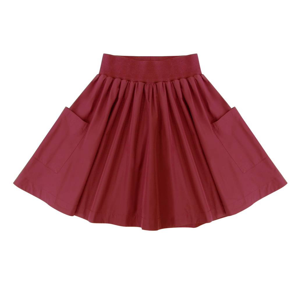 Little Parni Taffeta Burgundy Skirt K557