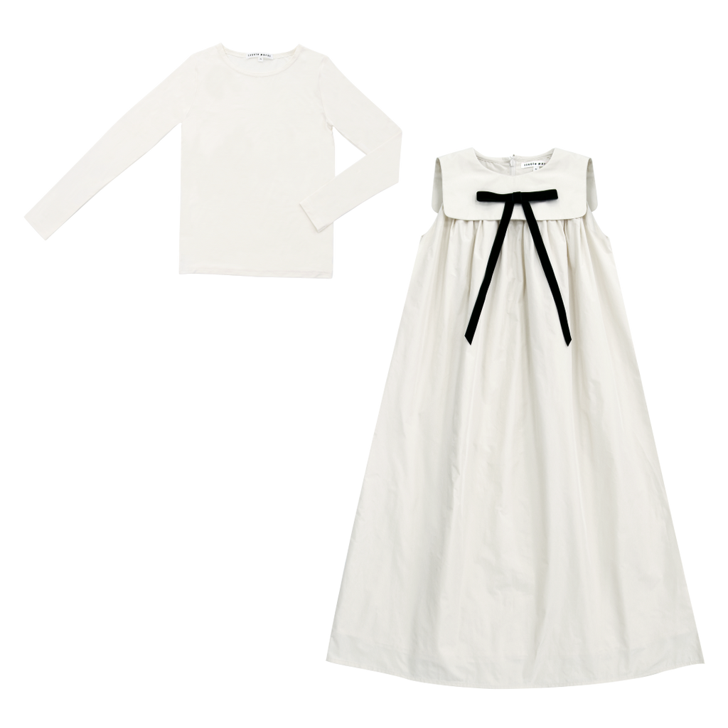Little Parni Taffeta Maxi Bow Ivory Jumper K560