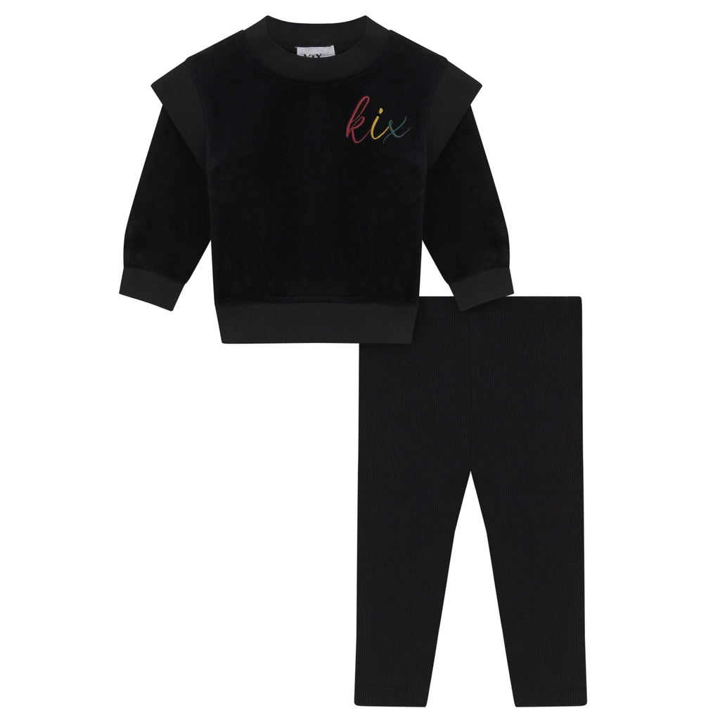 Kix Rib Edge Velour Black Baby Set