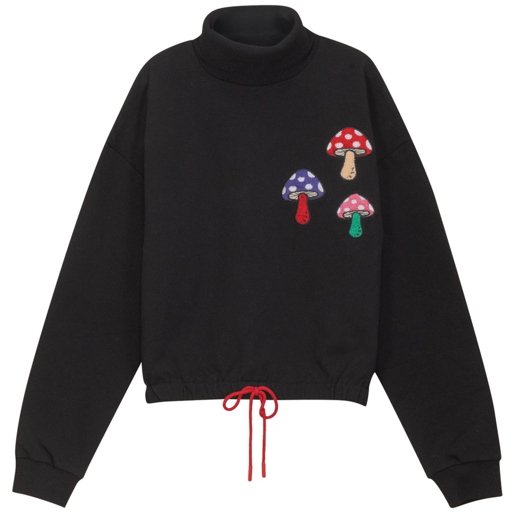Kix Mushroom Turtleneck Black Sweatshirt