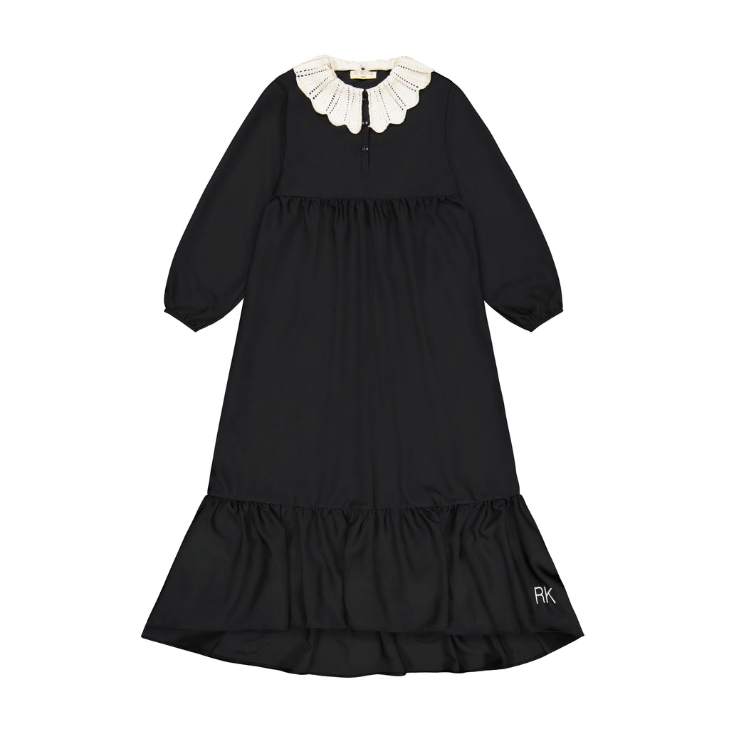 Retrokid Mae Knitted Removable Collar Maxi Black Dress