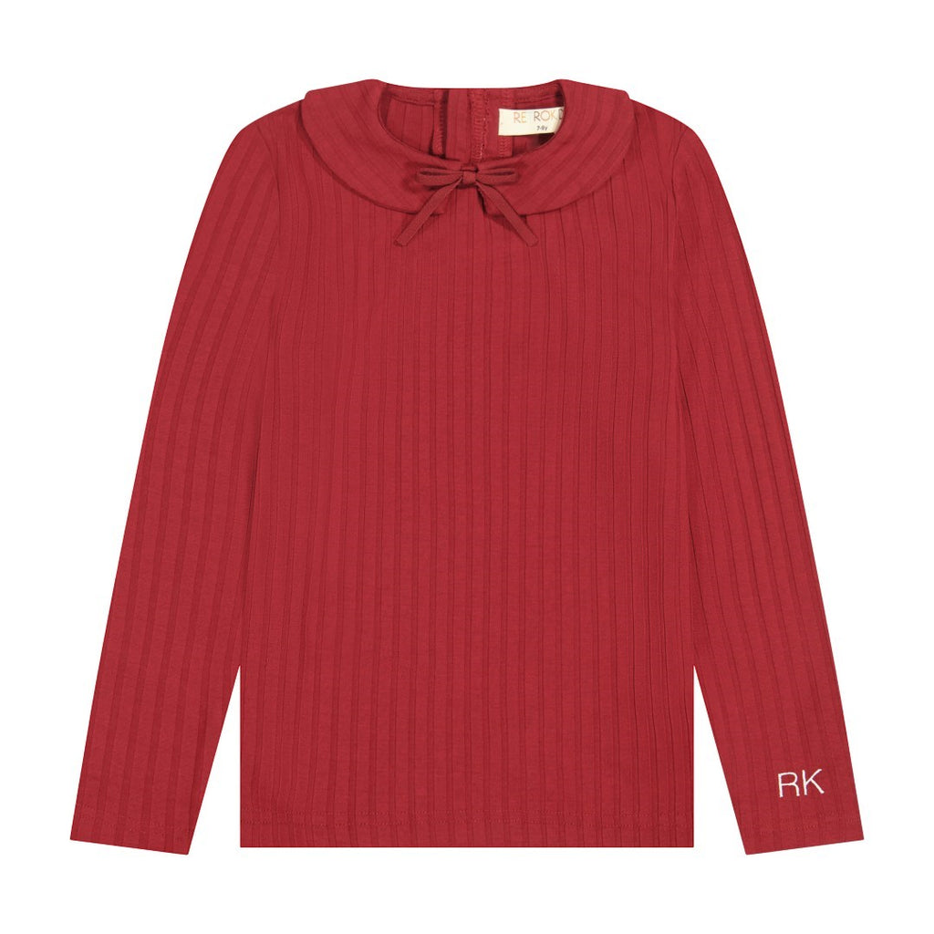 Retrokid Mae Ribbed Collar Burgundy Tshirt
