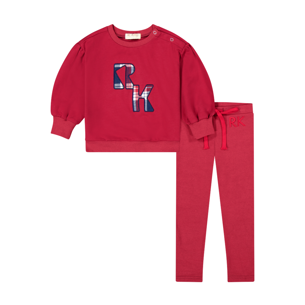 Retrokid Margo Plaid Baby Girl Rosewood Set