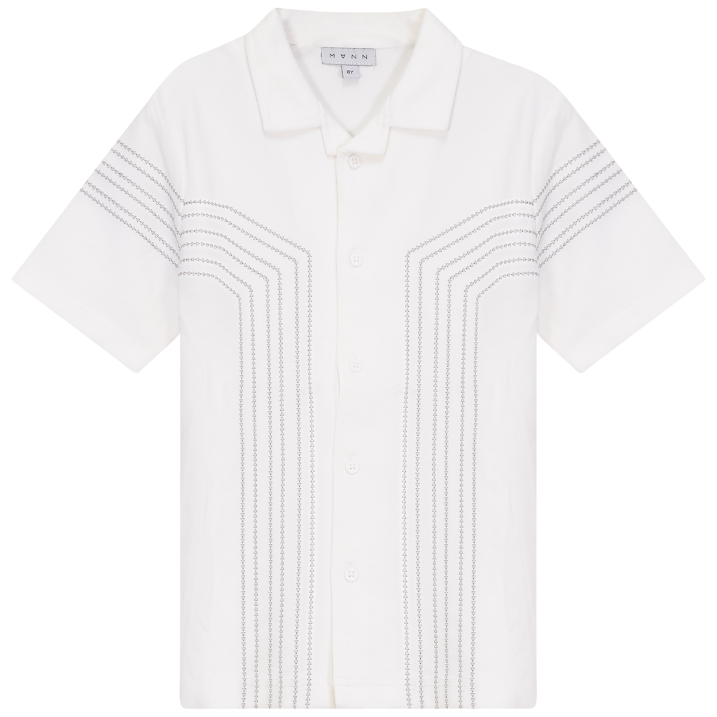 Mann Ponte Stitched White/Smoke Top