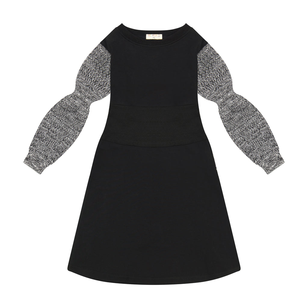 Retrokid Scuba Knit Twirl Dress Black/Cream
