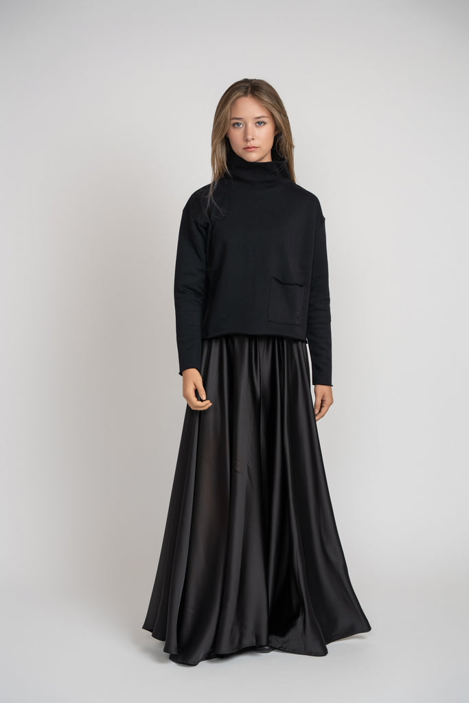NdotM Maxi Circle Silky Black Skirt
