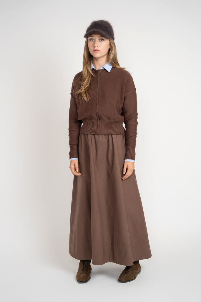 NdotM Knit Crewneck Seamed Brown Sweater