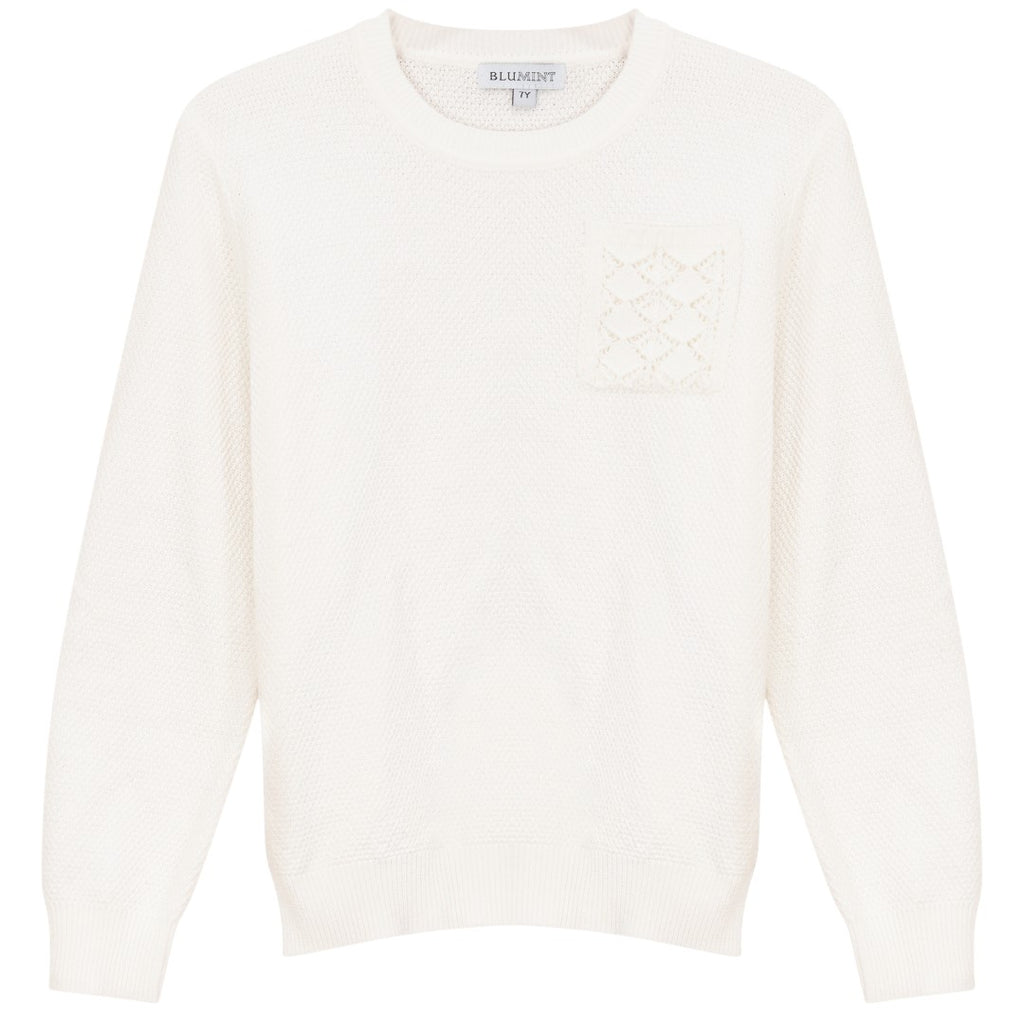 Blumint Crochet Pocket Cream Sweater