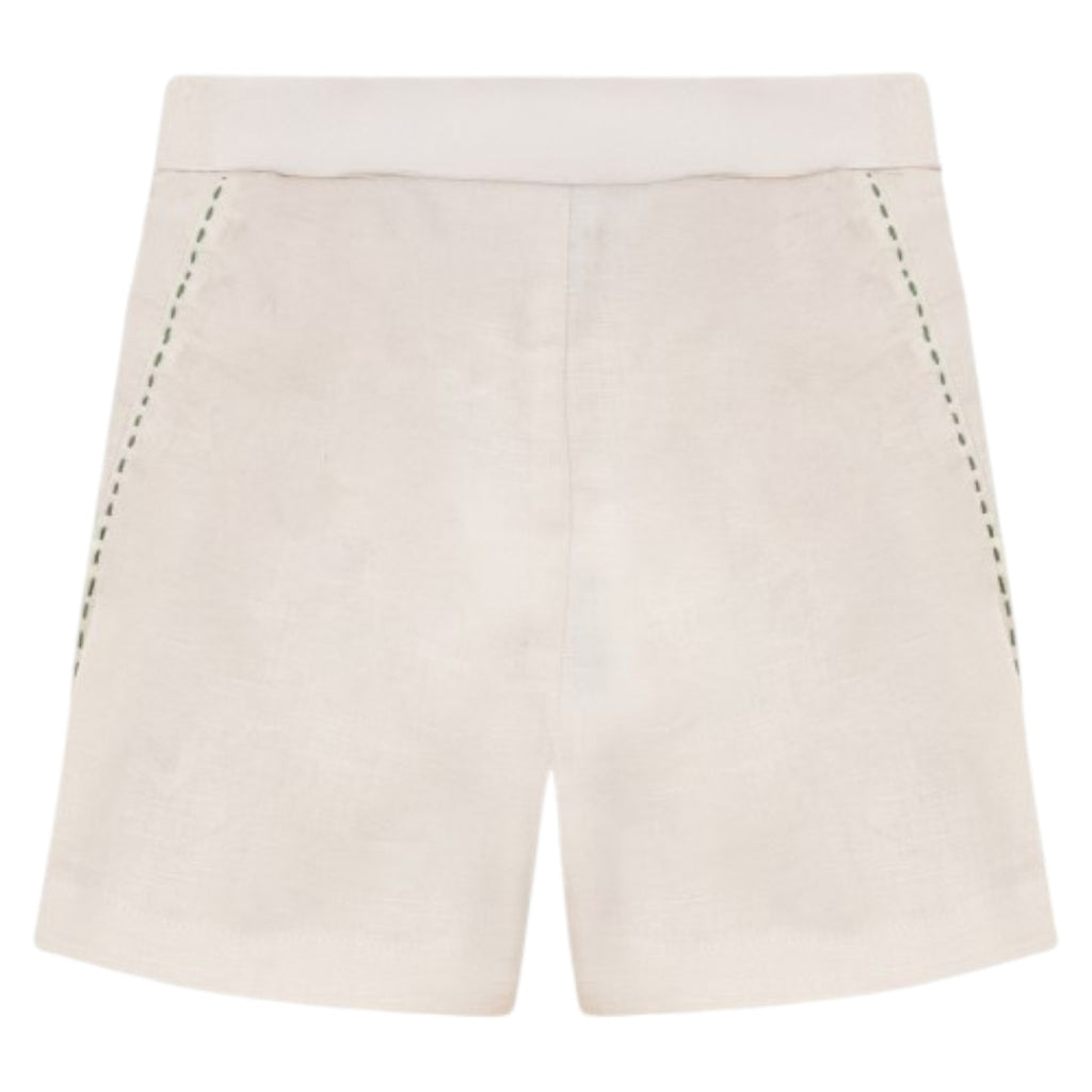 Pompomme Sand/Mint Embroidery Stitched Short