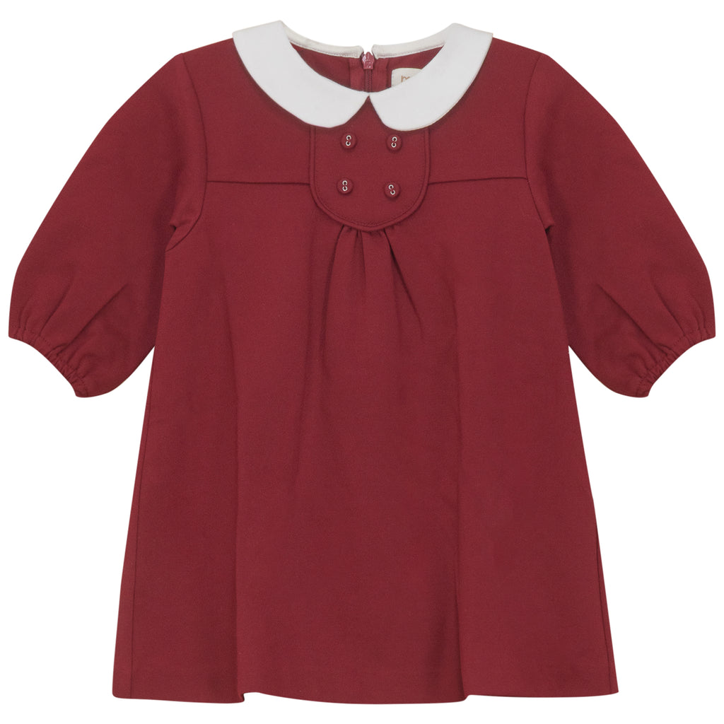 Pompomme Ponte Red Collared Dress