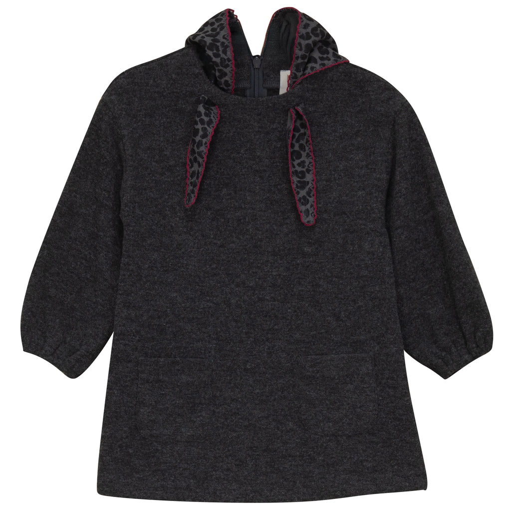 Pompomme Tie Detail Knit Grey Dress