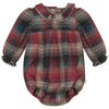 Mini P Plaid Blue/Brick Romper