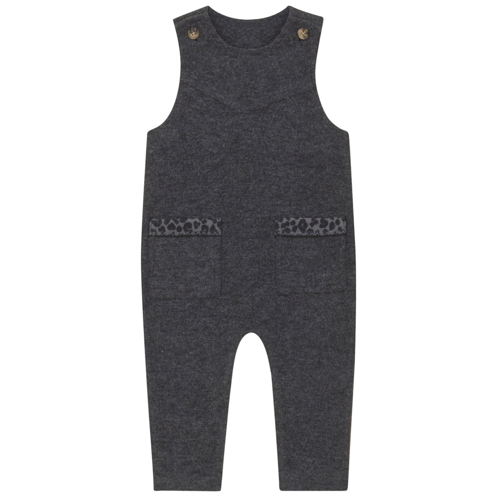 Pompomme Print Detail Knit Grey Romper