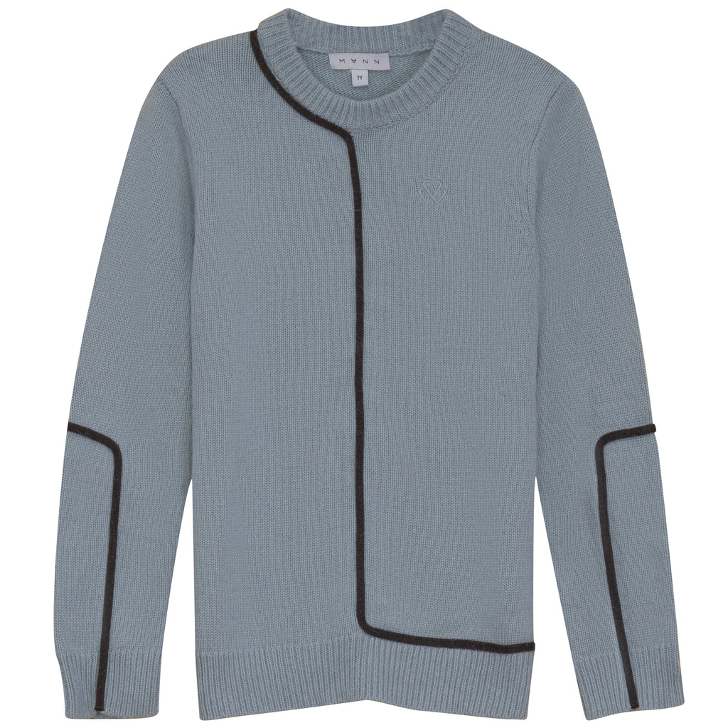 Mann Contrast Detail Light Blue Sweater