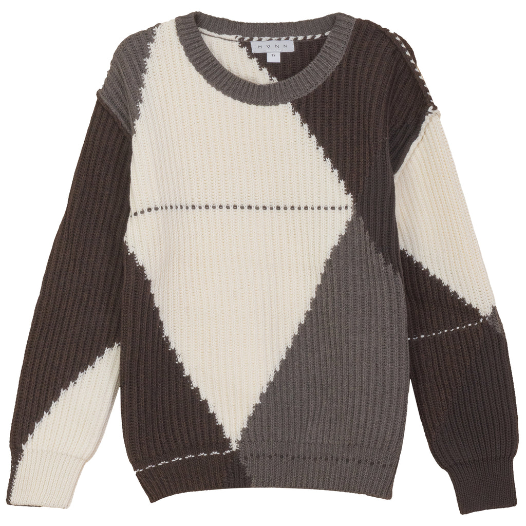 Mann  Colorblocked Argyle Coffee Sweater