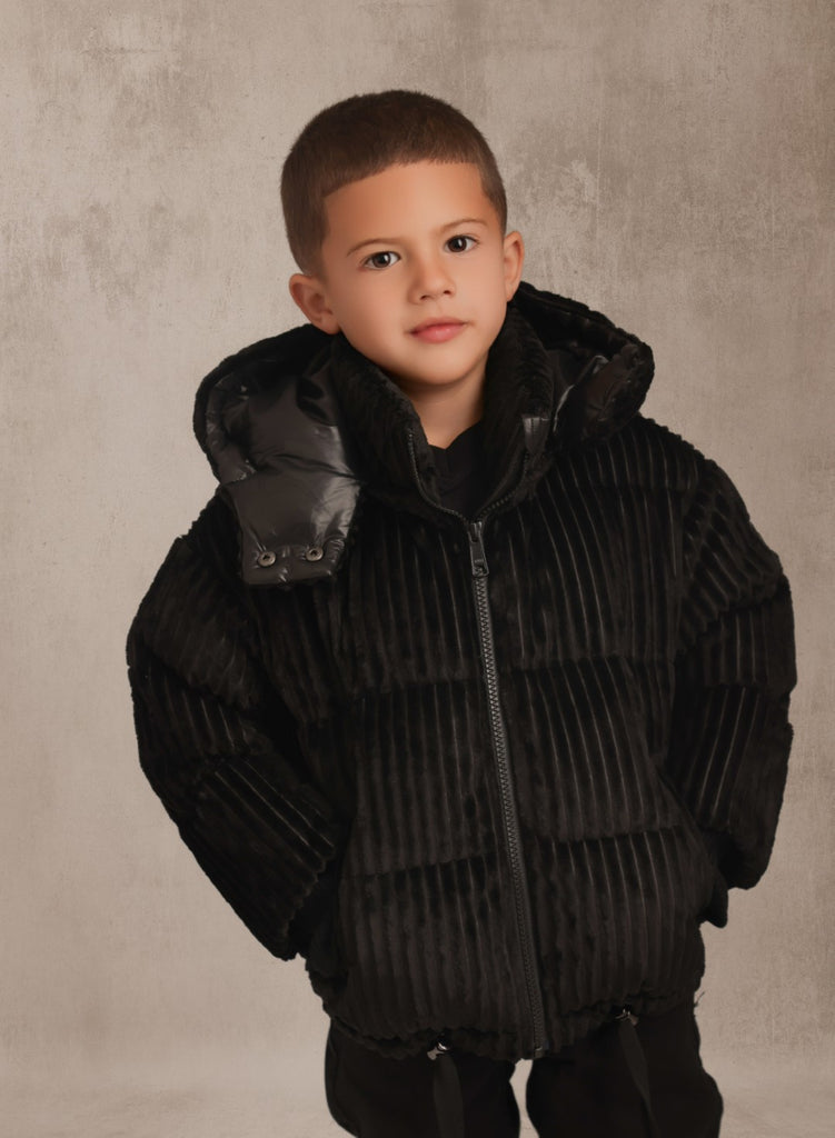 Raygo Corduroy Black Coat