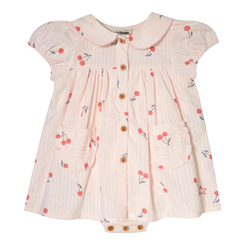 Tocoto Vintage Baby Cherries Print Pink Romper