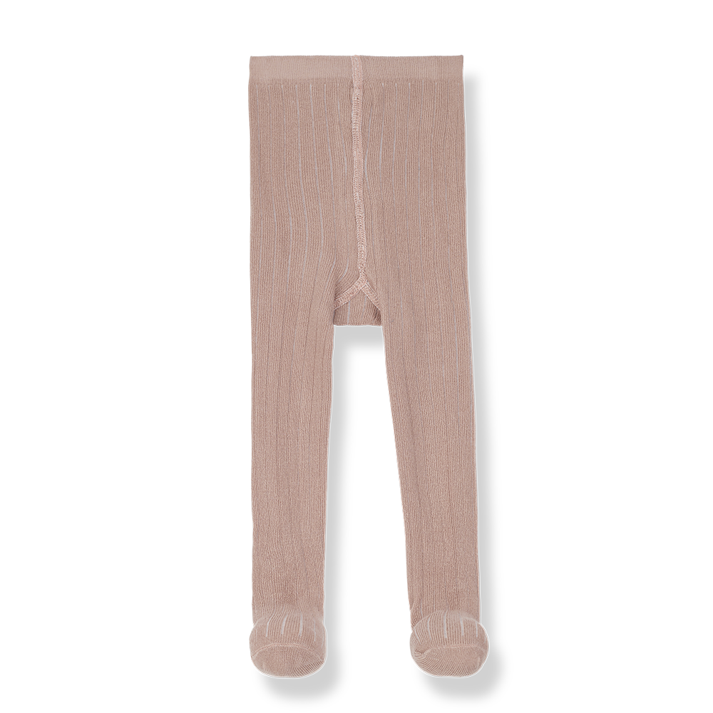 One more in the family ribbed tights old-rose Footie