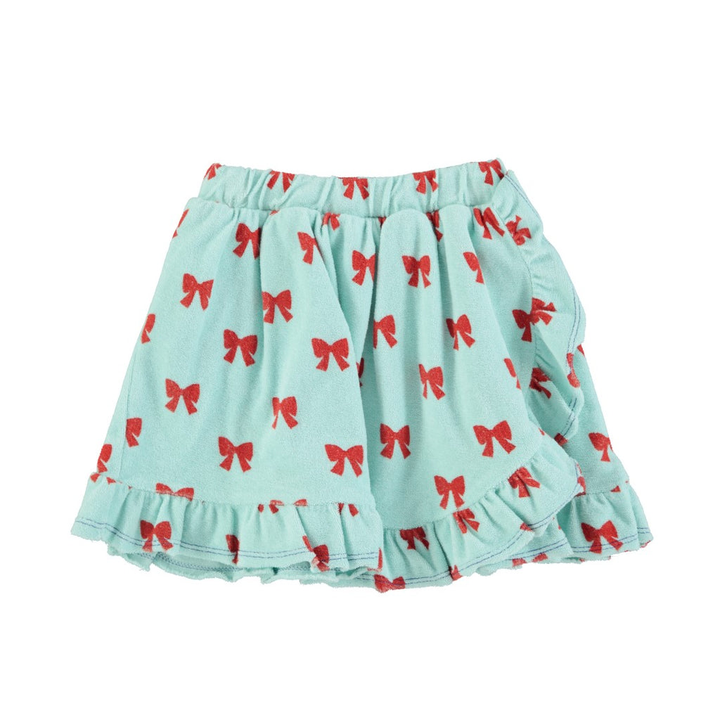 Piupiuchick Blue W/ Red Bows Knee-Length Skirt W/ Ruffles