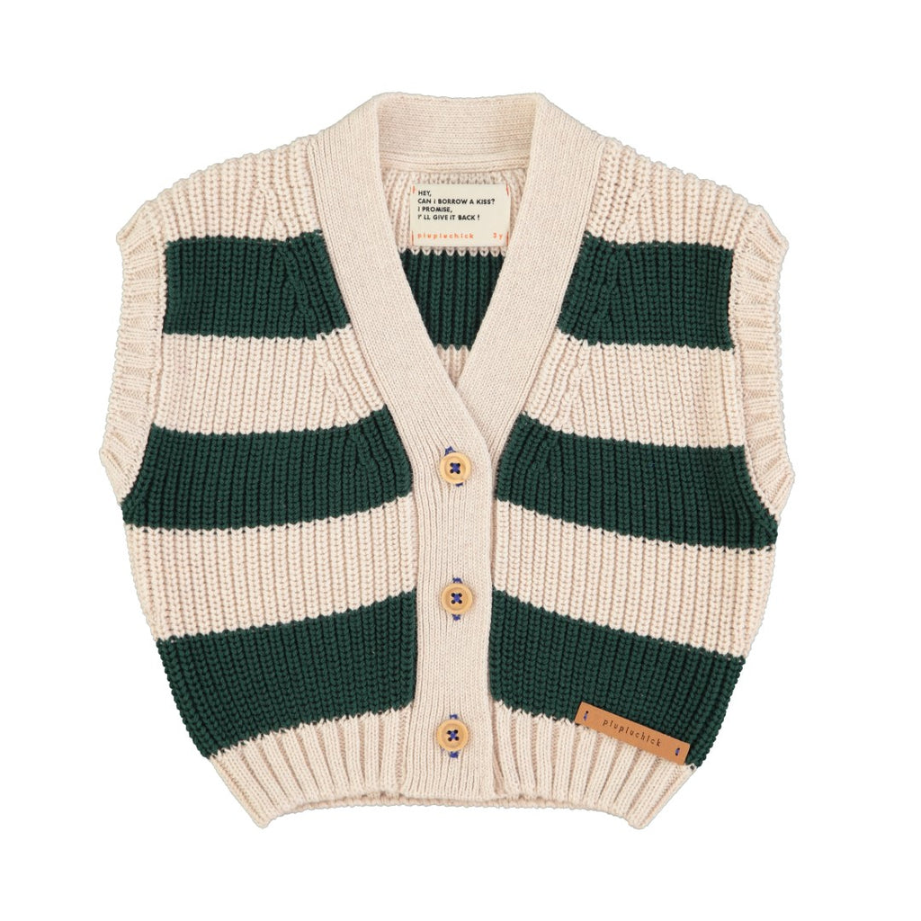 Piupiuchick Ecru & Green Knitted Vest