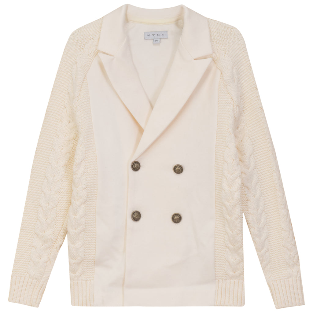 Mann Knit Cabled Ponte Cream Blazer