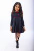 Retrokid Stella Girls Ribbed Knit Navy Bow Detail Sweater