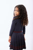 Retrokid Stella Girls Ribbed Knit Navy Bow Detail Sweater