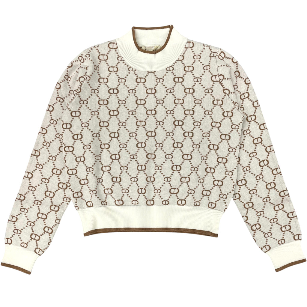 Twinset Mockneck Papiro/ Micro Logo Camel Sweater