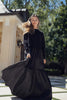 NdotM Knit Cropped Black Sweater and Black Slip Dress Maxi Set