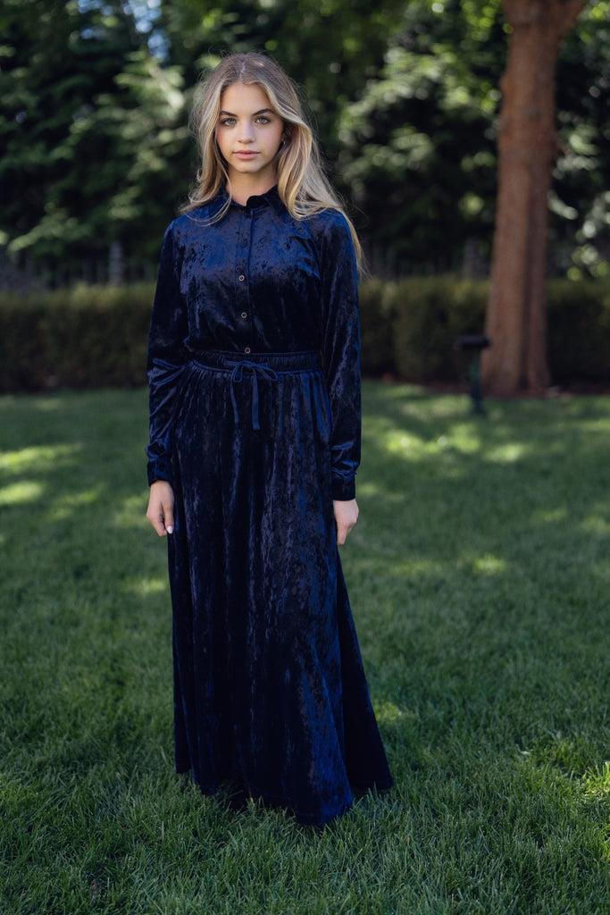 NdotM Crushed Velvet Navy Set