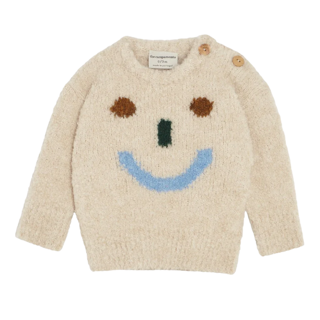 The Campamento Ecru Happy Face Baby Sweater