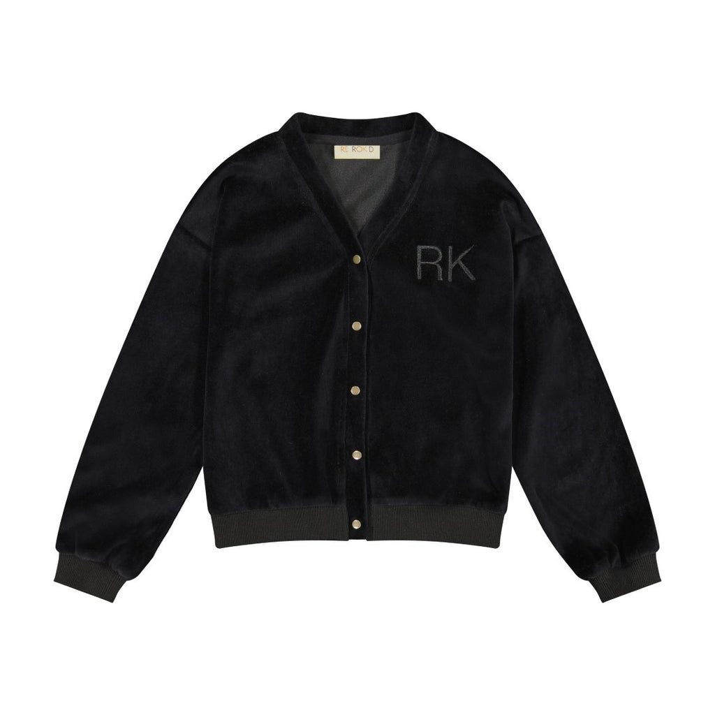 Retrokid Vince Velvet Snap Black Cardigan