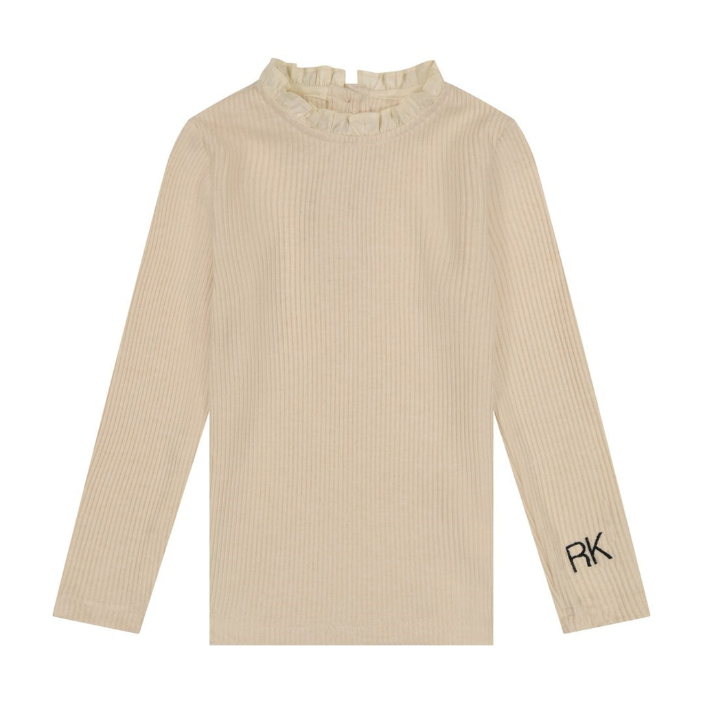 Retrokid Vivienne Ruffle Neck Knit Oat/ Cream Sweater