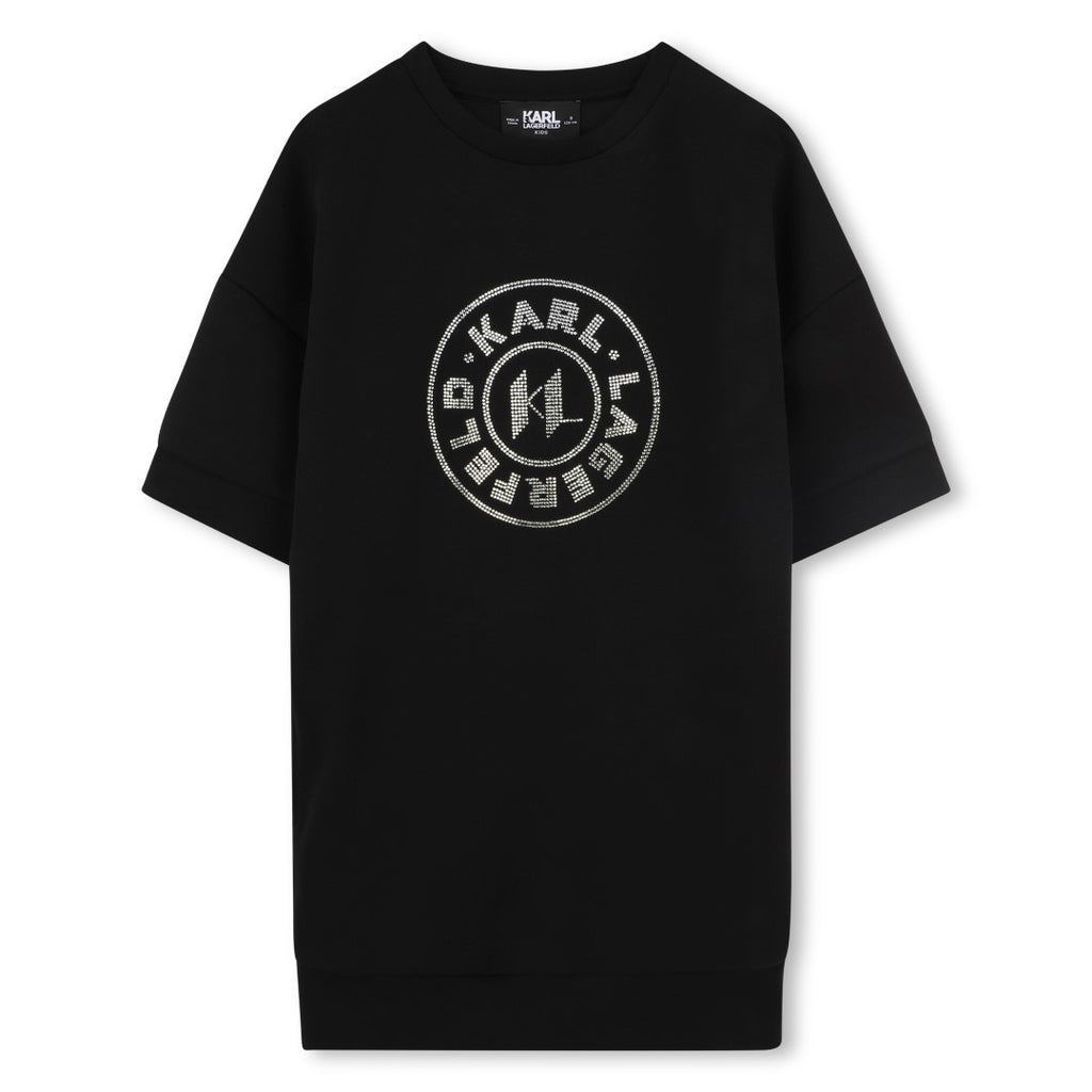 Karl Lagerfeld Girls Black Rhinestone Logo Dress