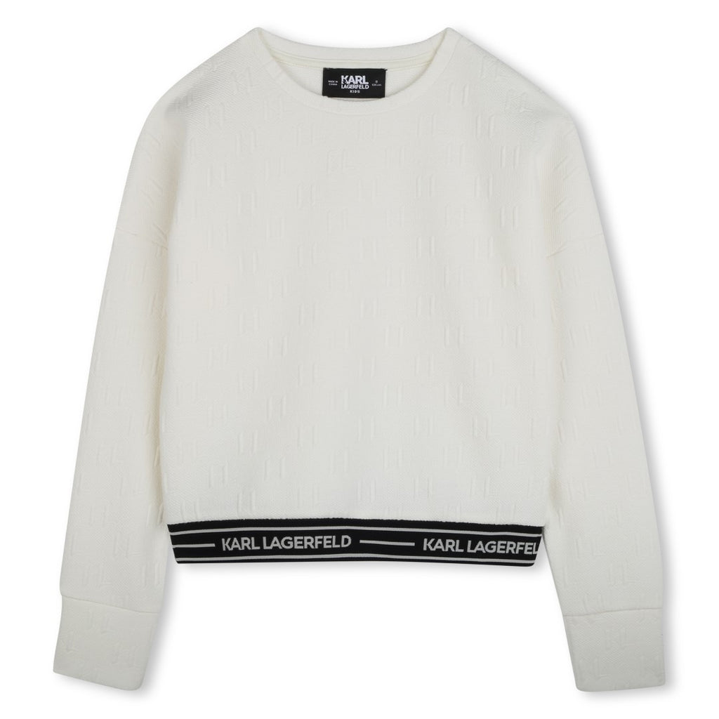 Karl Lagerfeld Girls Jacquard Ivory Sweatshirt