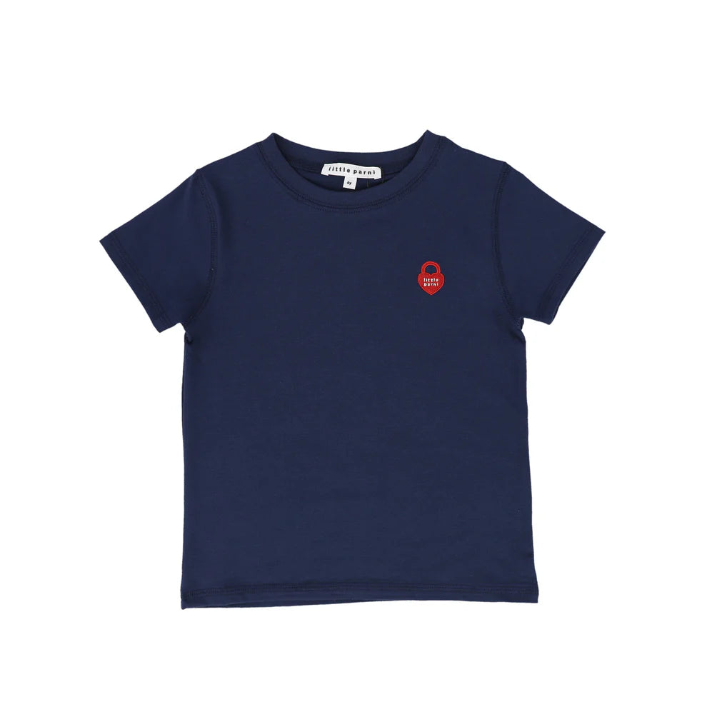 Little Parni Short Sleeve Heart Logo Blue Tshirt K499