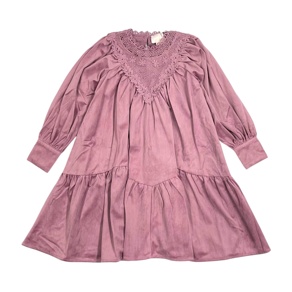 Steph the Label by Petit Amalie Crochet Yoke Berry Cord Dress