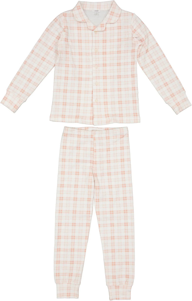 Bonjoy Plaid Grandpa Ivory/Pink Pajamas FINAL SALE