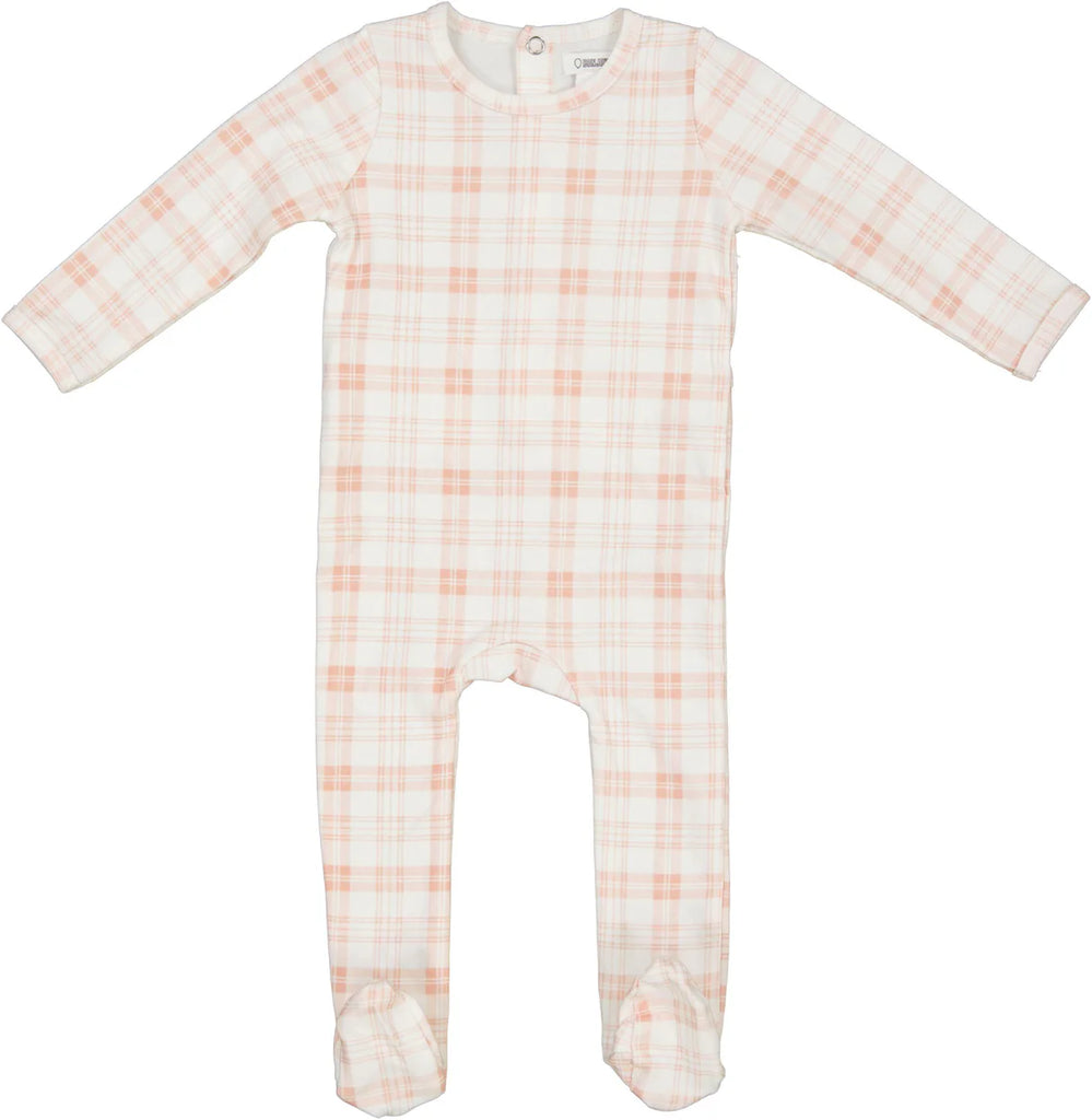 Bonjoy Plaid Ivory/Pink Footie
