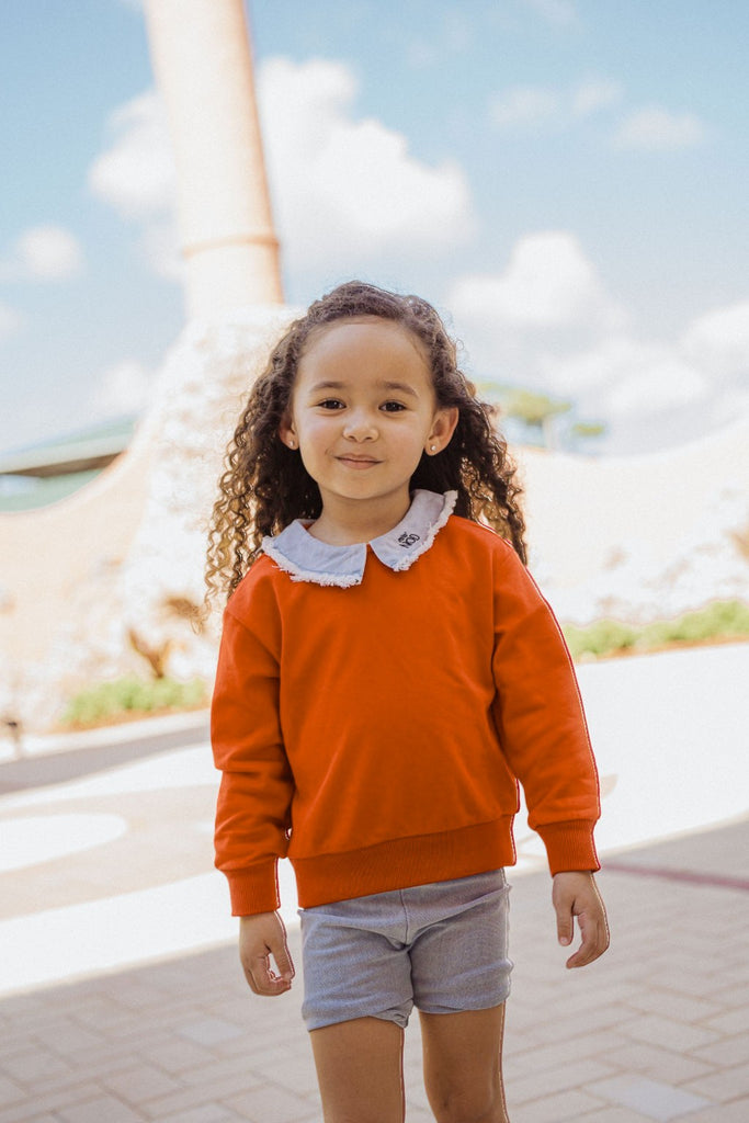 Mini Nod Rounded Collar Coral/Denim Sweatshirt