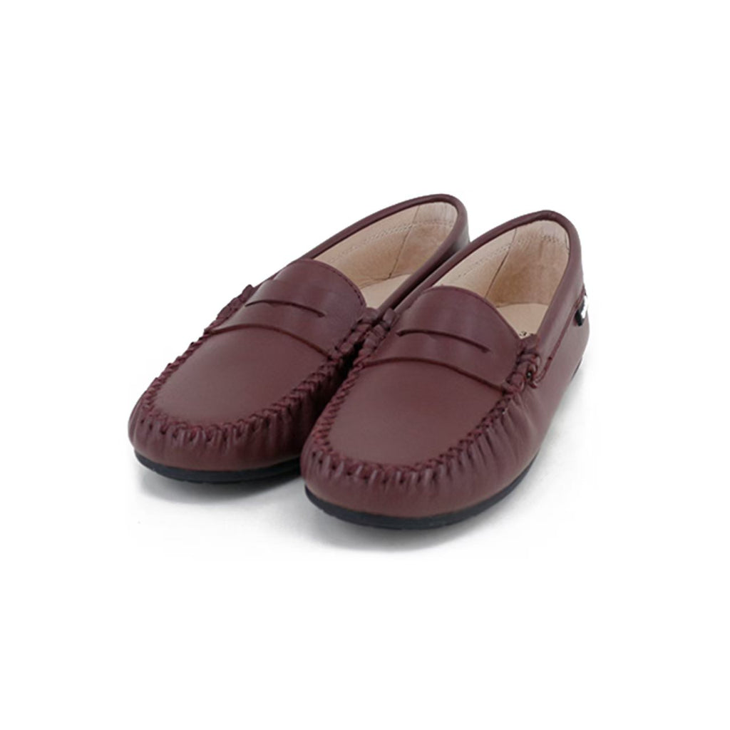 Camille Kids Stella Leather Burgundy Shoes