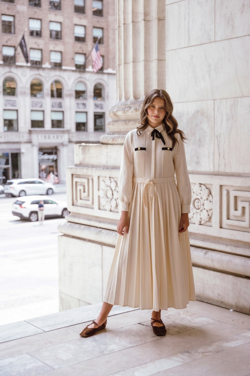 beige and coco dress Blanc Pleated Cream Size:XS(0 - 2)