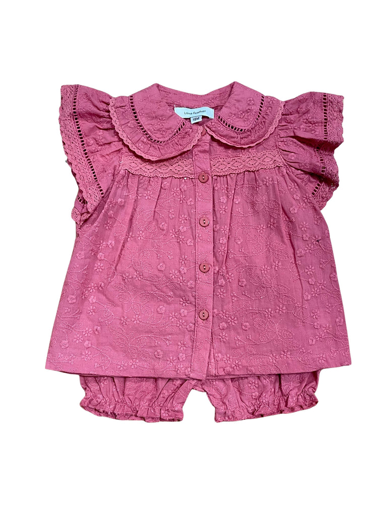 Lone Feather Solid Beauty Baby Coral Set